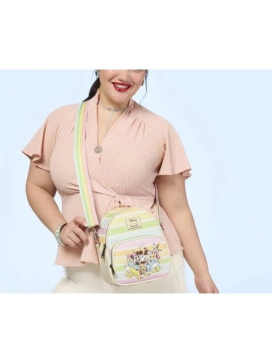 Loungefly Disney Mickey & Friends Rainbow Stripe Convertible Mini Backpack NWT main image 7